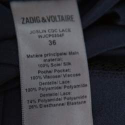 Pre Owned Zadig and Voltaire Navy Blue Crepe Joslin CDC Lace Skirt S