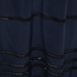Pre Owned Zadig and Voltaire Navy Blue Crepe Joslin CDC Lace Skirt S