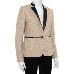 Zadig and Voltaire Beige Lurex Detail Leather Trim Detail Victana Deluxe Blazer M