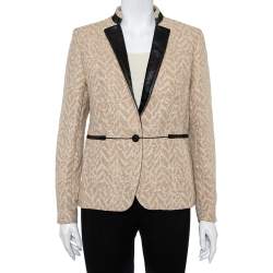 Zadig and Voltaire Beige Lurex Detail Leather Trim Detail Victana Deluxe Blazer M