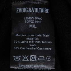 Zadig & Voltaire Black Cashmere Wool Studded Lemmy Cardigan M/L