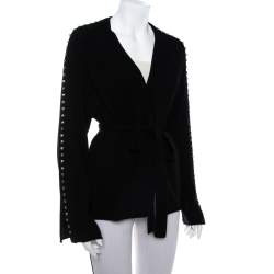 Zadig & Voltaire Black Cashmere Wool Studded Lemmy Cardigan M/L