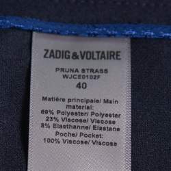 Zadig & Voltaire Navy Blue Cady Pruna Strass Trousers M