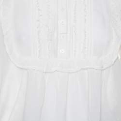 Pre Owned Zadig & Voltaire White Cotton Voile Tix Lace Tunic Top L