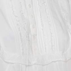 Pre Owned Zadig & Voltaire White Cotton Voile Tix Lace Tunic Top L