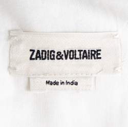 Pre Owned Zadig & Voltaire White Cotton Voile Tix Lace Tunic Top L