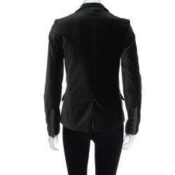 Zadig and Voltaire Green Velvet Button Front Vero Blazer S