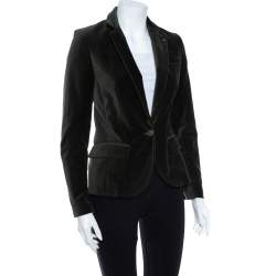 Zadig and Voltaire Green Velvet Button Front Vero Blazer S