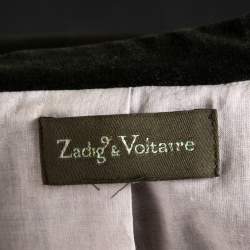 Zadig and Voltaire Green Velvet Button Front Vero Blazer S