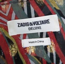 مملوكة مسبقًا Zadig & Voltaire Green Printed Fil Coupe Faux Wrap Asymmetric Hem Roumi Deluxe Dress S