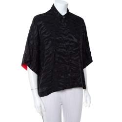 Pre Owned Zadig & Voltaire Black Silk Jacquard Button Front Shirt M