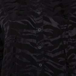 Pre Owned Zadig & Voltaire Black Silk Jacquard Button Front Shirt M