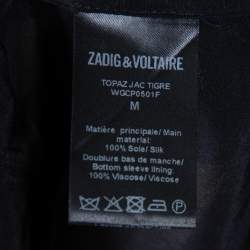 Pre Owned Zadig & Voltaire Black Silk Jacquard Button Front Shirt M