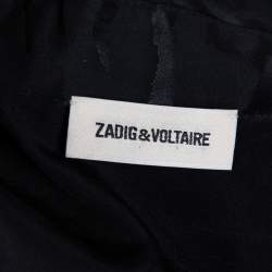 Pre Owned Zadig & Voltaire Black Silk Jacquard Button Front Shirt M