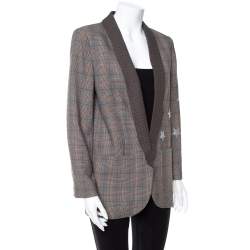 Zadig & Voltaire Brown Wool Blend Verdun Mix Check Patterned Blazer M