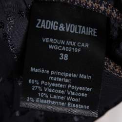 Zadig & Voltaire Brown Wool Blend Verdun Mix Check Patterned Blazer M