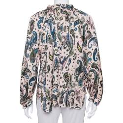 Pre Owned توب زادك أند فولتيركريب مطبوع وردي فاتح مقاس متوسط - ميديوم