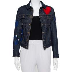 Pre Owned Zadig & Voltaire Navy Blue Denim Applique Detail Kioky Brode Jacket XS