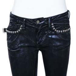 Pre Owned Zadig and Voltaire Metallic Purple Denim  Eva Enduit Deluxe Jeans S