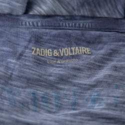 Pre Owned تي شيرت زاديك أند فولتير فضفاض ريكا قطن مصبوغ مطبوع جمجمة أزرق مقاس صغير