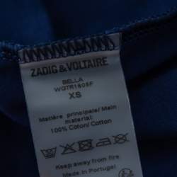 Pre Owned تي شيرت زاديك أند فولتير بلا كم قصير تريكو قطن كحلي مقاس صغير جدا