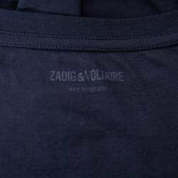 Pre Owned تي شيرت زاديك أند فولتير بلا كم قصير تريكو قطن كحلي مقاس صغير جدا