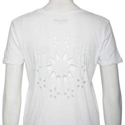 Pre Owned تي شيرت زاديك أند فولتير أنيتا روسيس رقبة واسعة تفاصيل قصة قطن أبيض مقاس صغير جدا