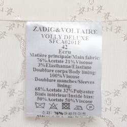 Zadig and Voltaire Deluxe Ecru Crepe Open Front Volly Blazer L