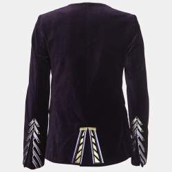 Zadig and Voltaire Dark Purple Velvet Single-Breasted Blazer S