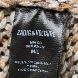 Zadig & Voltaire Multicolor Cotton Knit Open Front Long Cardigan M/L
