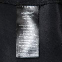 Zadig & Voltaire Midnight Blue Star Patterned Silk Lace Trimmed Skirt S