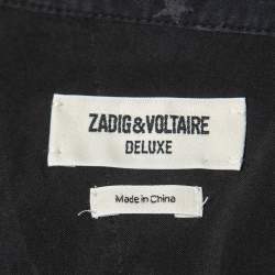 Zadig & Voltaire Midnight Blue Star Patterned Silk Lace Trimmed Skirt S