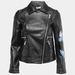 Pre Owned Zadig & Voltaire Black Painted Leather Biker Jacket XS
