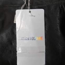 Pre Owned Zadig & Voltaire Black Painted Leather Biker Jacket XS