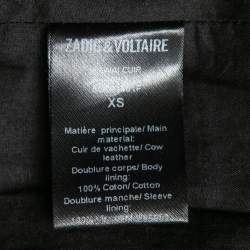 Pre Owned Zadig & Voltaire Black Painted Leather Biker Jacket XS