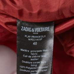 Zadig & Voltaire Red Leather Fringed Trousers M