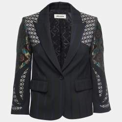 Zadig & Voltaire Black Crepe Mix Patch Detailed Single Breasted Jacket S