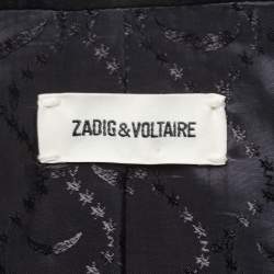 Zadig & Voltaire Black Crepe Mix Patch Detailed Single Breasted Jacket S