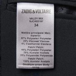 Zadig & Voltaire Black Crepe Mix Patch Detailed Single Breasted Jacket S