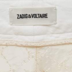Pre Owned Zadig & Voltaire White Cotton Blend Trousers S