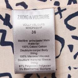 Zadig and Voltaire Navy Blue Velvet Open Front Blazer S