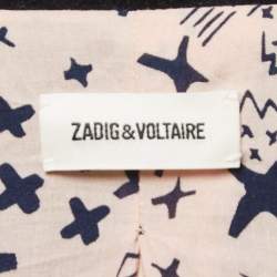 Zadig and Voltaire Navy Blue Velvet Open Front Blazer S