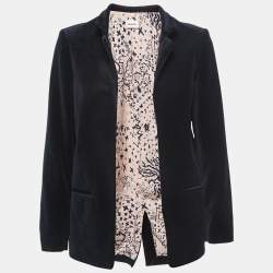 Zadig and Voltaire Navy Blue Velvet Open Front Blazer S