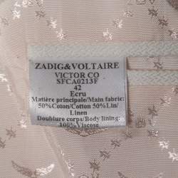 Zadig & Voltaire White Linen Blend Single Button Blazer L