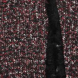 Zadig and Voltaire Black/Red Tweed Fringed Open Front Jacket M
