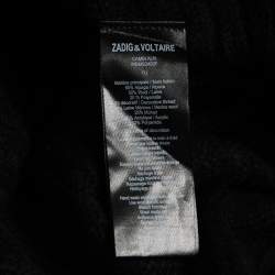 Zadig & Voltaire Black Knit Open Front Asymmetrical Cardigan One Size