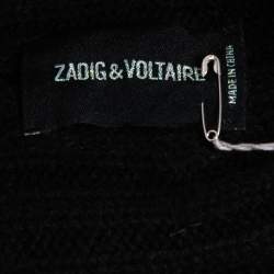 Zadig & Voltaire Black Knit Open Front Asymmetrical Cardigan One Size