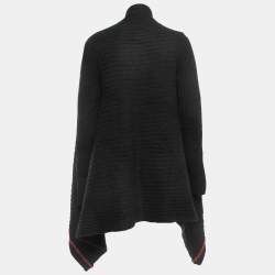 Zadig & Voltaire Black Knit Open Front Asymmetrical Cardigan One Size