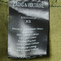 Zadig & Voltaire Military Green Camouflage Cotton Blend Button Front Jacket XS