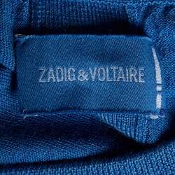 مملوكة مسبقًا Zadig & Voltaire Blue Logo Intarsia Wool Knit Jumper XS